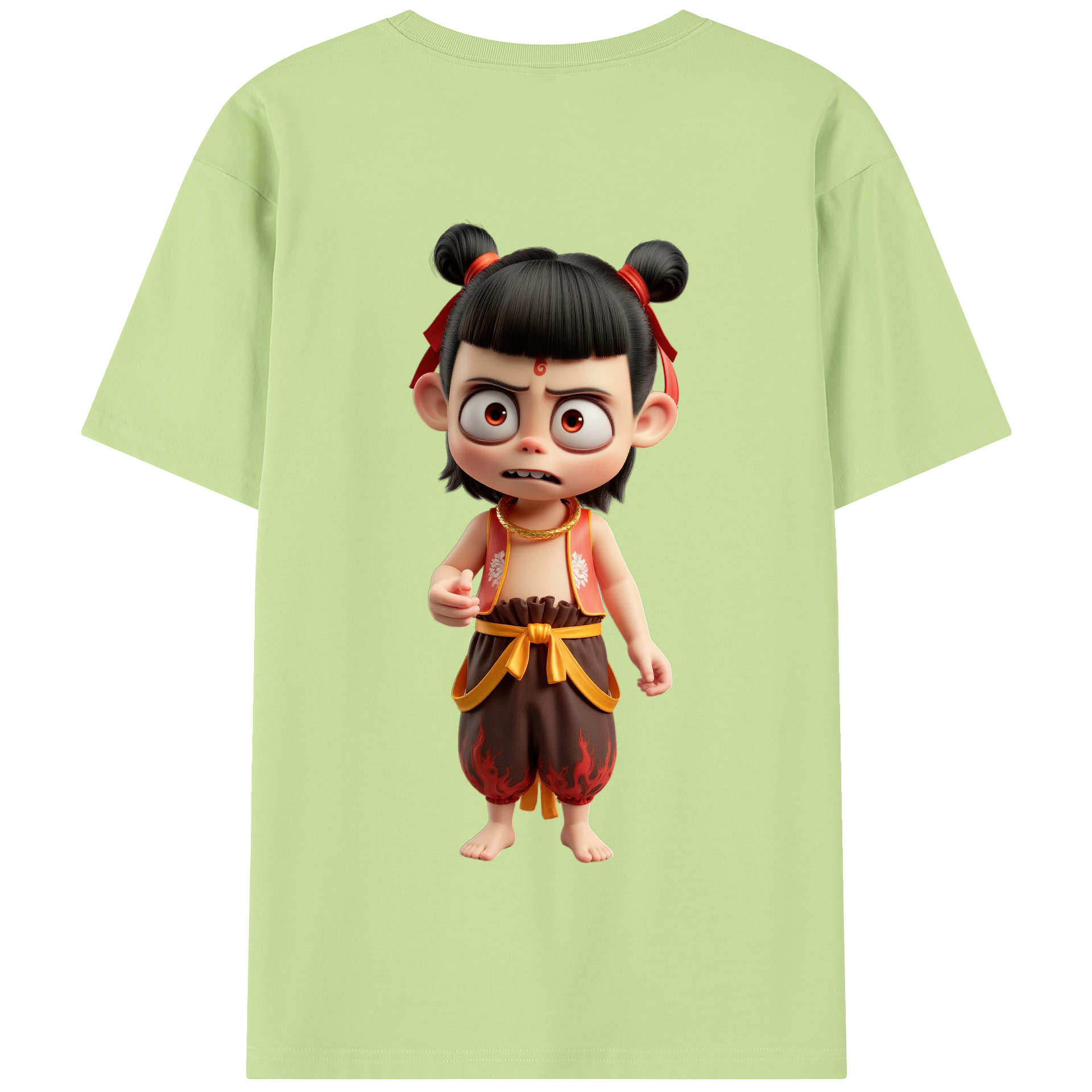 （画像用） Ne Zha 2 ナタ 魔童の大暴れ 綿100％半袖Tシャツ（背面プリント）